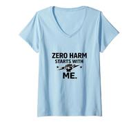 Donna Zero Harm Starts with Me - Regalo Motivazionale per la Cultura della Sicurezza Maglietta con Collo a V