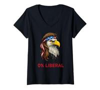 Donna Zero Percent Liberal Bald Eagle US Bandiera 0% Liberale Maglietta con Collo a V
