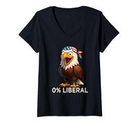 Donna Zero Percent Liberal Bald Eagle US Bandiera 0% Liberale Maglietta con Collo a V