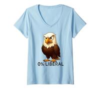 Donna Zero Percent Liberal Bald Eagle US Bandiera 0% Liberale Maglietta con Collo a V