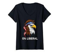 Donna Zero Percent Liberal Bald Eagle US Bandiera 0% Liberale Maglietta con Collo a V
