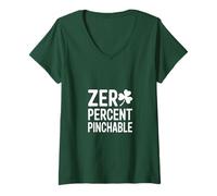 Donna Zero Percent Pinchable Funny St Patricks Day Irlandese Maglietta con Collo a V