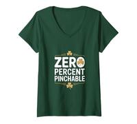 Donna Zero Percent Pinchable Funny St Patricks Day Irlandese Maglietta con Collo a V