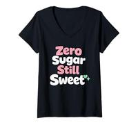 Donna Zero Sugar Lifestyle Keto Low Carb Glucosio Control Maglietta con Collo a V