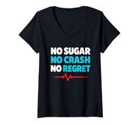 Donna Zero Sugar Lifestyle Keto Low Carb Glucosio Control Maglietta con Collo a V