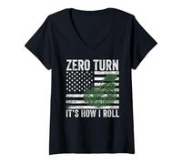 Donna zero turn It's how I roll tosaerba Gardener USA Flag Maglietta con Collo a V