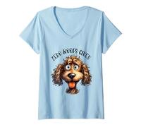 Donna Zero Woofs ha regalato Un Divertente Cane Sassy Doodle Pup Lover Maglietta con Collo a V