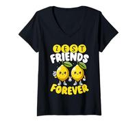 Donna Zest Friends Forever Cute Lemon Pun I Migliori Amici Maglietta con Collo a V