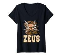 Donna Zeus Fulmine Ira Dio Potere Mito Olimpo Antico Maglietta con Collo a V