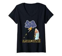 Donna Zeus Greek God Thunder Lightning Bolt Storm Retro Mythology Maglietta con Collo a V