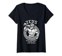 Donna Zeus Gym Athletic Department - Divertente dio greco per allenare i muscoli Maglietta con Collo a V