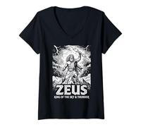 Donna Zeus Re del Cielo E Tuono Maglietta con Collo a V