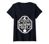 Donna Zia della Brewing Baby Citazione di Halloween Maglietta con Collo a V