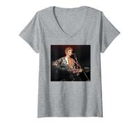 Donna Ziggy Stardust Era David Bowie World Tour di Dick Barnatt Maglietta con Collo a V