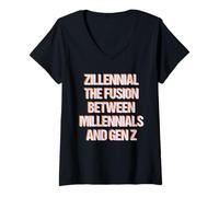 Donna zillennial la danza fusion tra millennial e gen z Maglietta con Collo a V