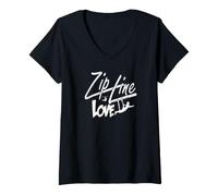 Donna Zip Line Love Adventure Vibes Maglietta con Collo a V