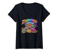 Donna Zoanthid Garden carro Armato della barriera corallina Maglietta con Collo a V