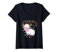 Donna Zodiaco Ariete Come Oroscopo Animale Maglietta con Collo a V