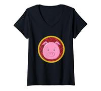 Donna Zodiaco Cinese Maiale Maglietta con Collo a V