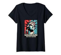Donna Zohran Mamdani per Il sindaco di New York Divertente Cool Trendy Progressive Maglietta con Collo a V