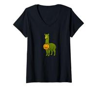 Donna Zombie Alpaca Illama Pumpkin - Undead Scare Boo Spook Maglietta con Collo a V