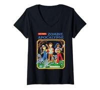 Donna Zombie Apocalypse Sarcastic Retro Vintage Funny Adult Humor Maglietta con Collo a V