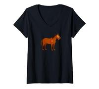 Donna Zombie Cavallo Equino Equino Animale Non Morti Spaventoso Boo Spook Maglietta con Collo a V