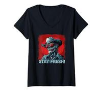 Donna Zombie Cowboy con Scritta Maglietta con Collo a V