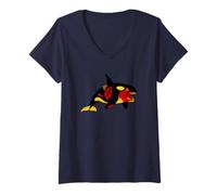 Donna Zombie Orca Balena Oceano Animale - Non Morti Spaventoso Boo Spook Maglietta con Collo a V