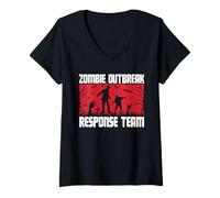 Donna Zombie Outbreak Response Team Apocalypse Divertente Halloween Maglietta con Collo a V