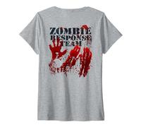 Donna Zombie Response Team Shirt Back Side Camicia Blood Splatter Maglietta con Collo a V