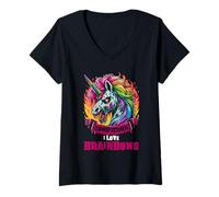 Donna Zombie Unicorn Brains Gothic Funny I Love Brainbows Goth Maglietta con Collo a V