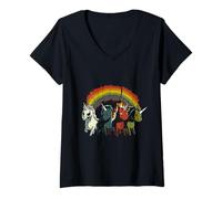 Donna Zombie Unicorns Apocalypse Rainbow Scary Animal Uomo Donna Maglietta con Collo a V