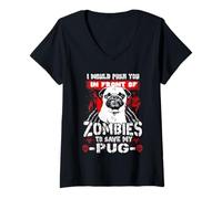 Donna Zombies To Save My Pug Funny Dog Lover for Halloween Maglietta con Collo a V