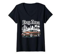 Donna Zona della Baia California Bear Retro San Francisco Oakland 510 SF Maglietta con Collo a V