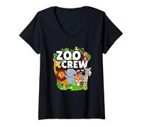 Donna Zoo Crew Safari Party Una Giornata allo Zoo Safari Zoo Animal Maglietta con Collo a V