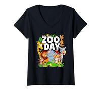 Donna Zoo Day Zoo Party Un Giorno allo Zoo Safari Zoo Animal Maglietta con Collo a V