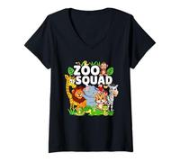 Donna Zoo Squad Zoo Party Un Giorno allo Zoo Safari Zoo Animal Maglietta con Collo a V