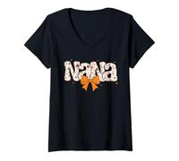 Donna Zucca Autunno Nana Coquette Bow Ringraziamento Nana Autunno Autunno Maglietta con Collo a V