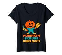Donna Zucca Infermiera Halloween Abbigliamento Divertente Scrub Guanti di Gomma Maglietta con Collo a V