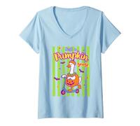 Donna Zucca Oca Scooter Halloween Spooky Fun Maglietta con Collo a V
