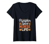 Donna Zucca Spice Nurse Life Pumpkin Spice Nurse Maglietta con Collo a V