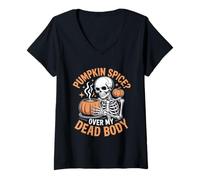 Donna Zucca Spice Over My Dead Body Halloween Maglietta con Collo a V