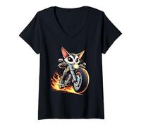 Donna Zucchero Glider in Sella a Una Moto Design Divertente Sugar Glider Maglietta con Collo a V
