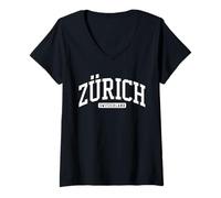 Donna Zurigo Svizzera College University Style Maglietta con Collo a V