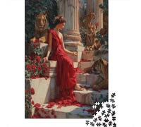 DonnaPuzzle 1000 Pezzi Per Adulti, Antico tempio greco con leoni e tigrigiochi EduGattoivi, Sfide, Decorazioni Per La Casa70x50cm/1000pcs