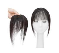 donne 1 pezzo di frangia for capelli umani, francese, extension for con tempie e 4 clip(#1B)