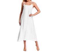Donne 100% Cotone Camisoles Full Slips Dress Lungo Slip Under Dress Sottogonna Camis Negligee Chemises Sottogonne, bianco, XL