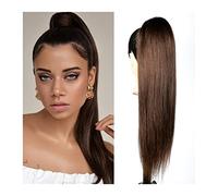 Donne 12-26" fermaglio for capelli Remy brasiliano in capelli lisci coda di cavallo parrucchino coda di cavallo lunga estensioni marrone scuro dritto coulisse coda di cavallo capelli umani Uso quotidi