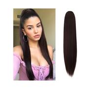 Donne 16"-26" Estensione coda di cavallo lunga e diritta #2 Capelli umani castano scuro Coulisse Estensione dei capelli Coda di cavallo Clip for capelli brasiliana nell'estensione dei capelli lisci Us